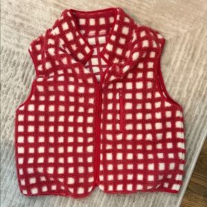 Red and White Checkered Fleece Vest